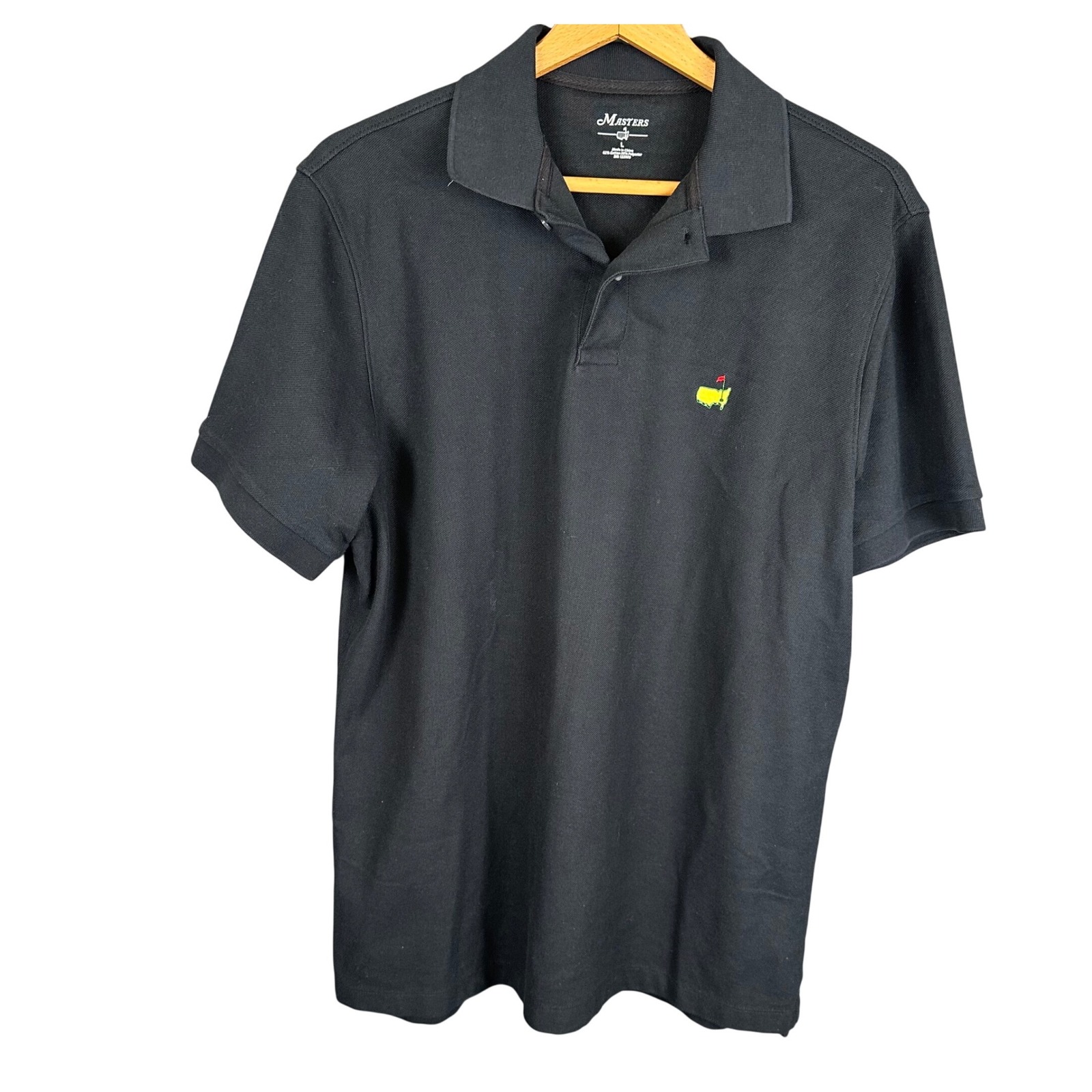 Masters Tournament Golf Polo Shirt Mens Large Black Short Sleeve Augusta Logo